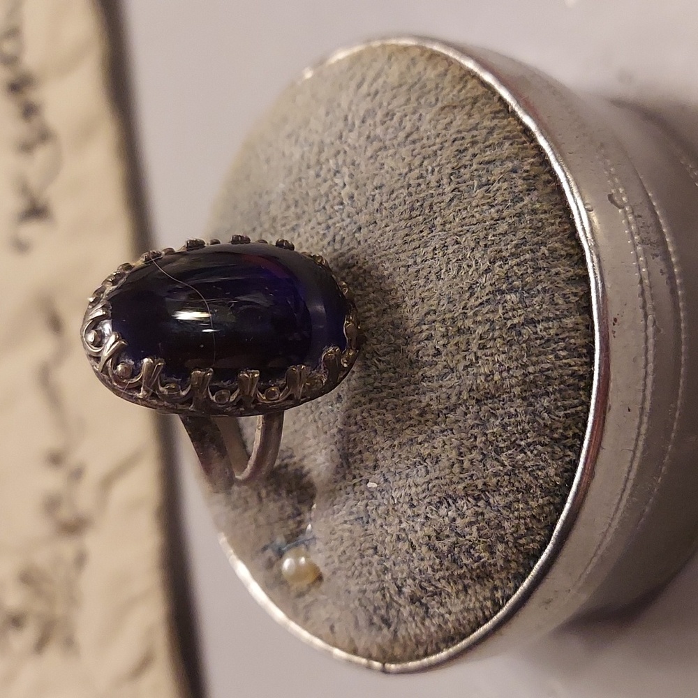 Vintage Native American Silver & Lapis Statement Ring